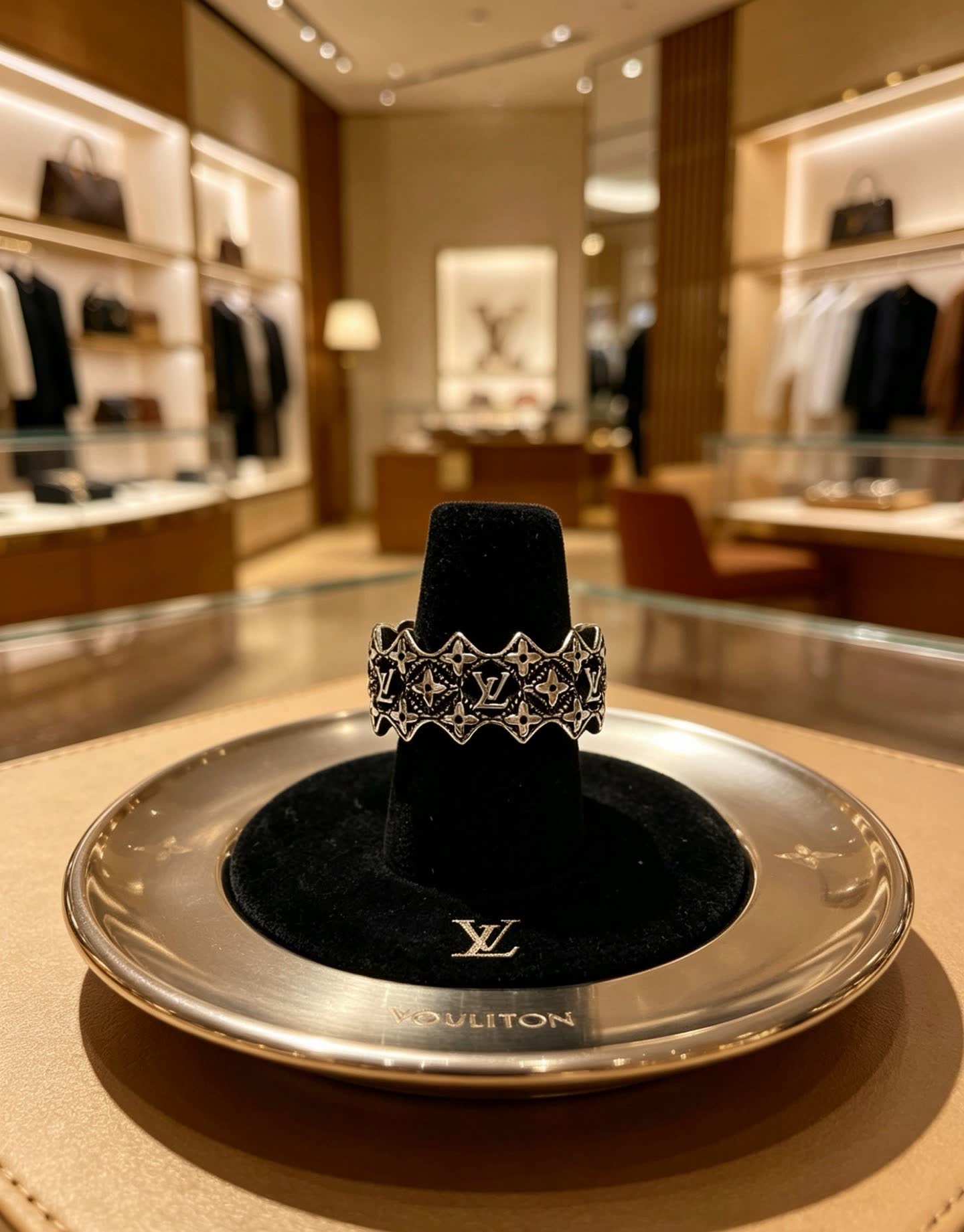 Louis Vuitton Sterling Silver Filigree Ring
